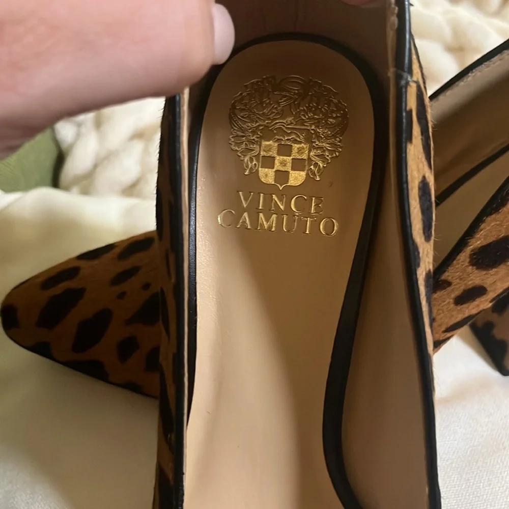 Vince Camuto Leopard Print Block Heel Pumps - Picture 2 of 5